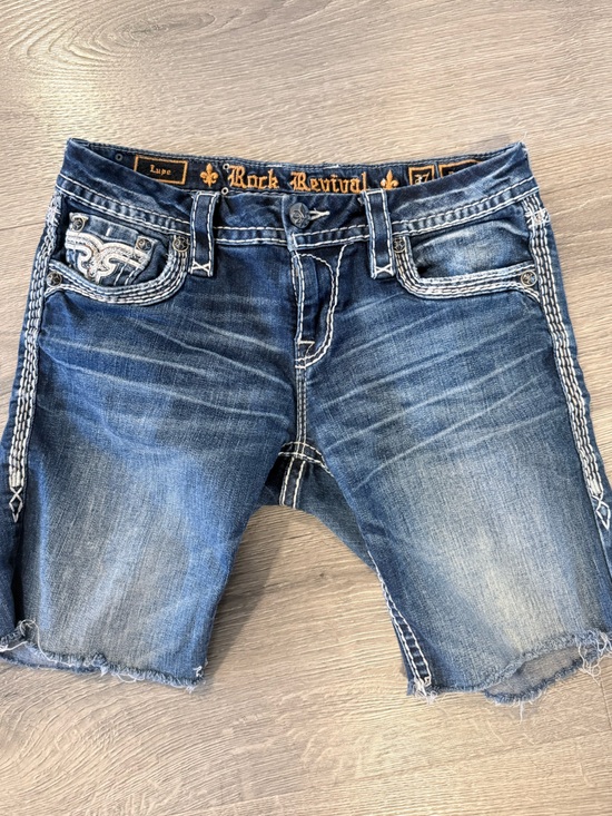 Rock Revival Pants - Rock Revival Distressed Blue Denim Cutoff Shorts